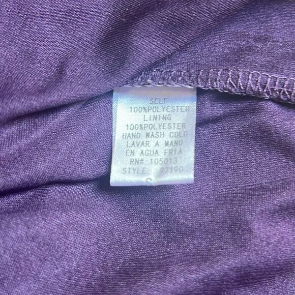 Purple Small Mock Neck Long Sleeve Tiered Keyhole Closure Lace Detail Mini Dress - Picture 5 of 5